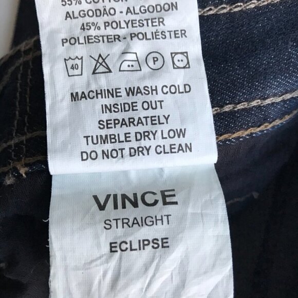 DL1961 Vince Men's Stretch Straight Leg Dark-wash Blue Jeans EUC  29 X 34 - Picture 13 of 15